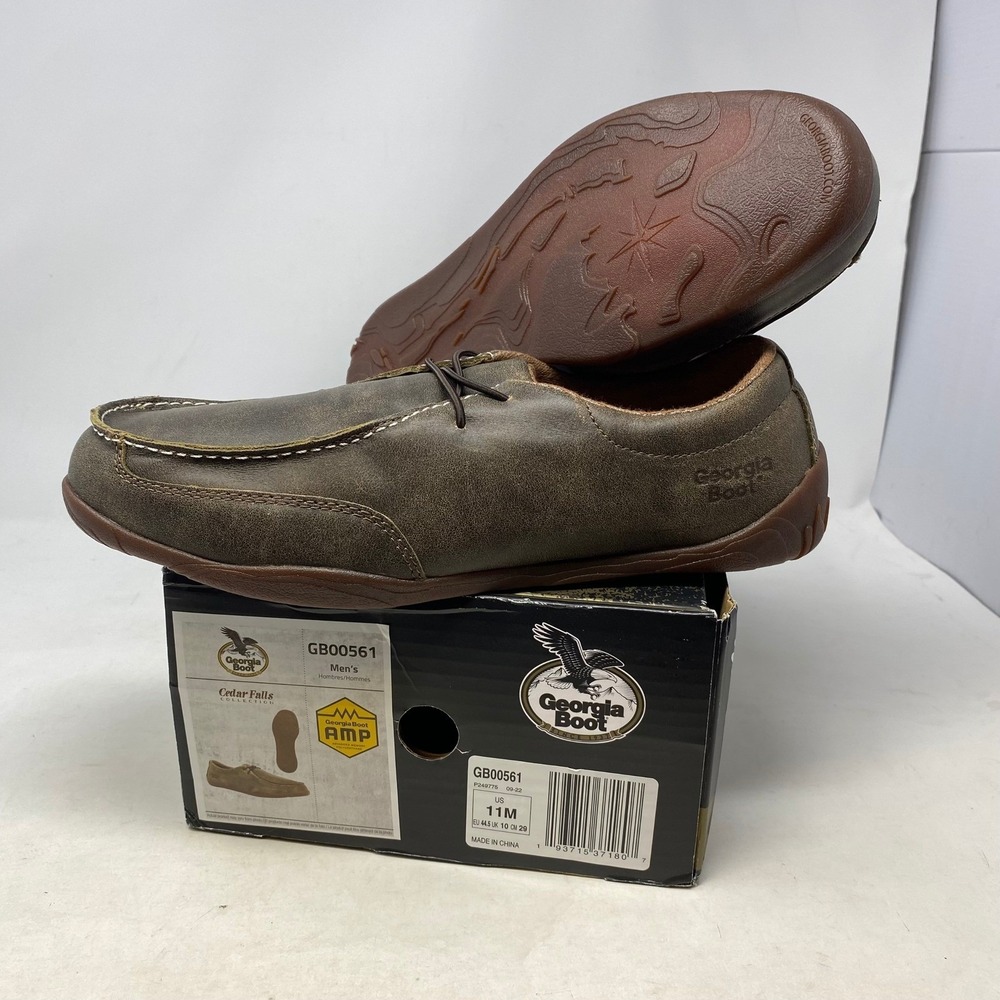 Georgia Boot Cedar Falls Mens Brown Leather Moc Toe Loafers GB00561 Size 11M NEW